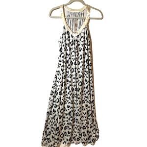 New Ekouer Animal print midi sleep dress chemise sz XXL Plus 2x loose satin trim